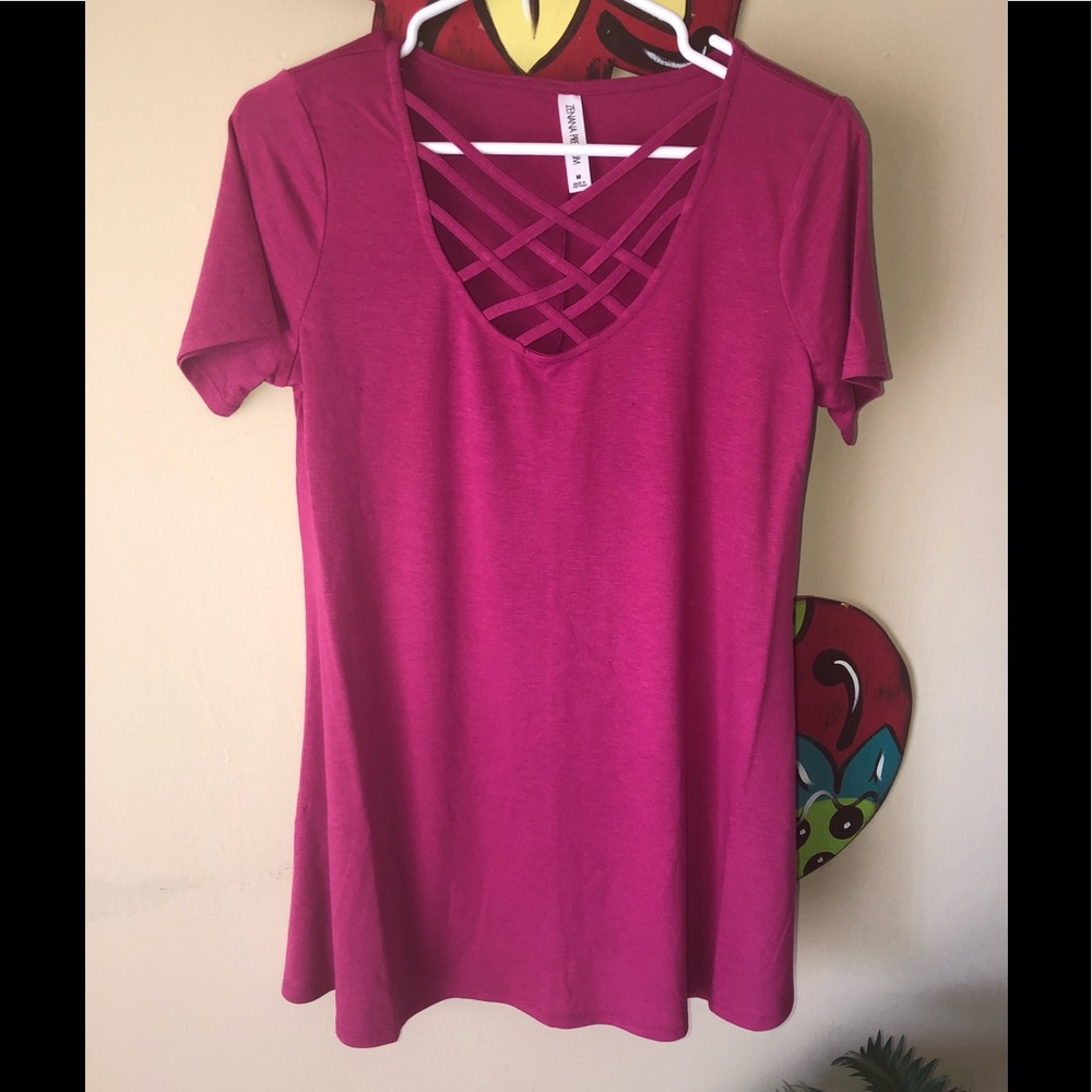 Fuchsia Criss Cross Top